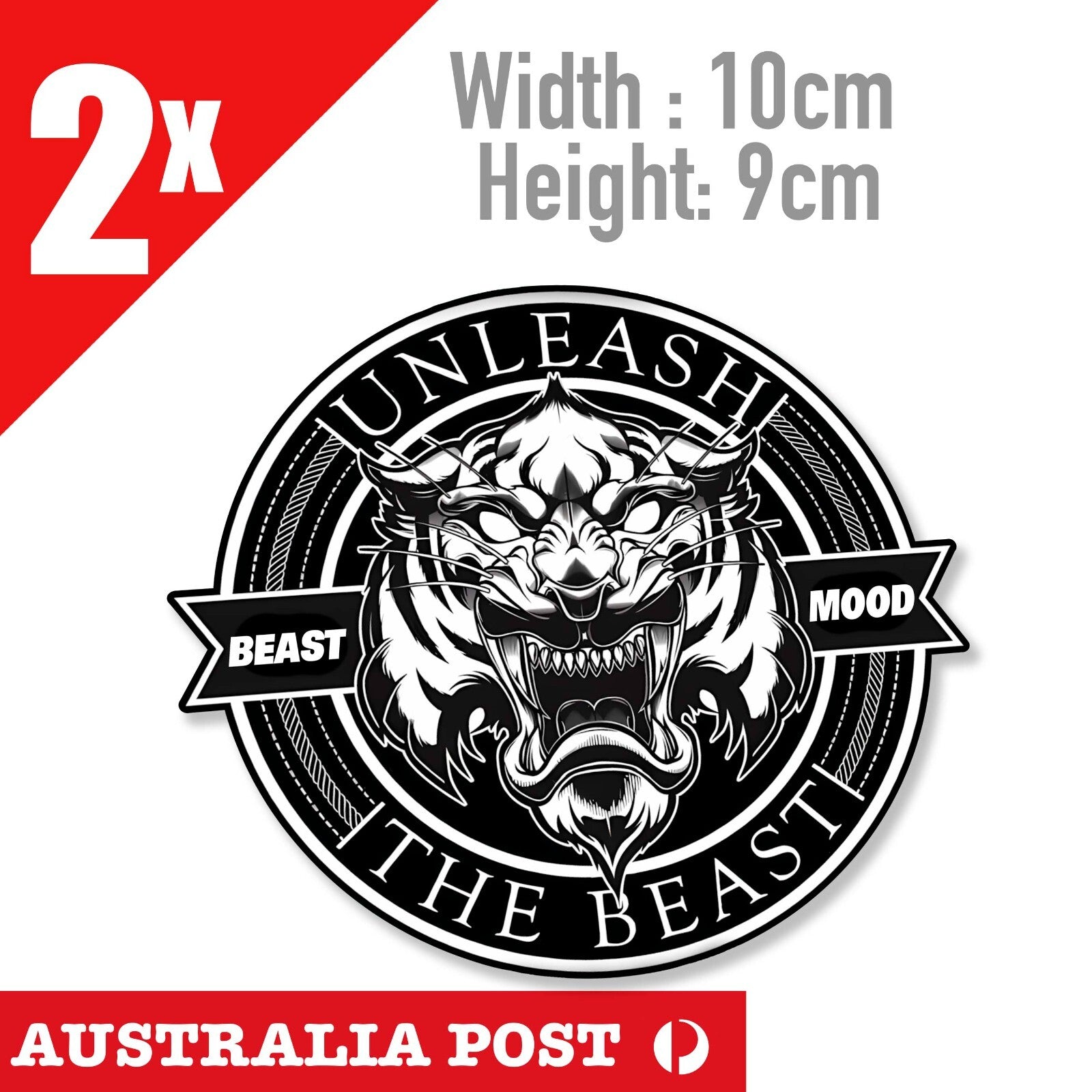 Unleash the BEAST, BEAST MOOD Angry Tiger, Motorcycle, Helmet, Fuel tank Sticker