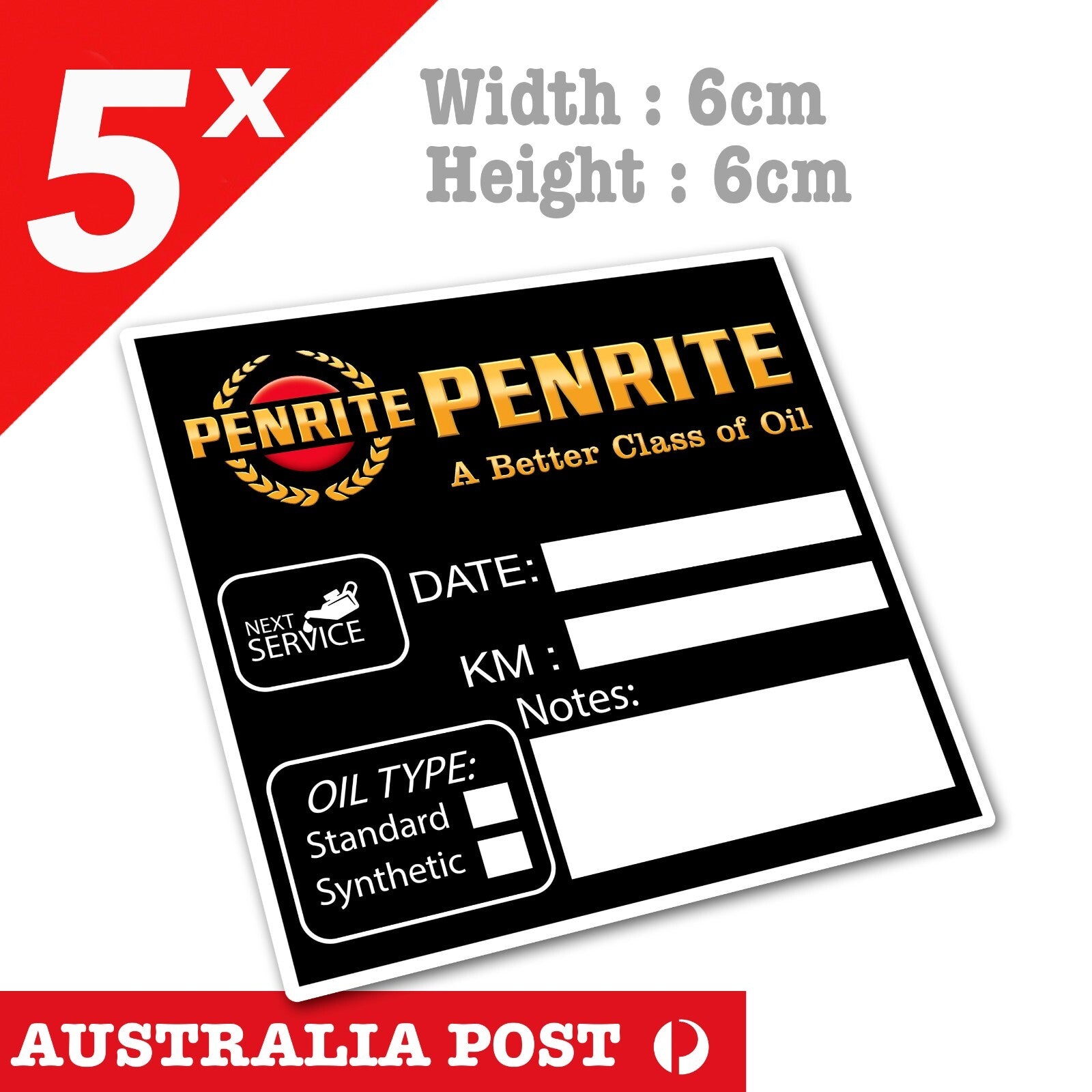 PENRITE Oil Change Service Reminder  Black Stickers