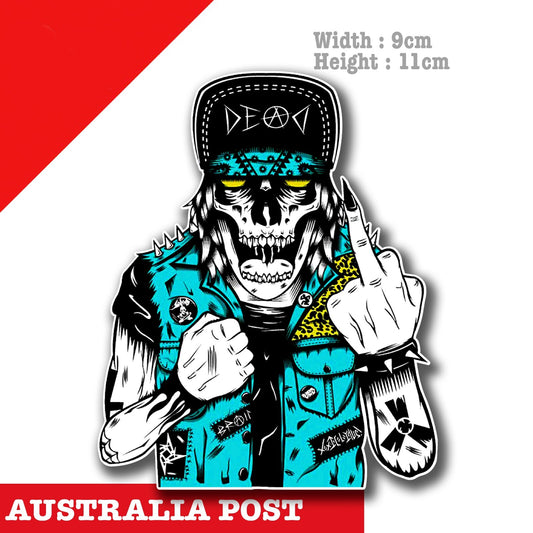 Punk Skull Middle Finger, Dead Punk SKull Middle Rude Funny Sticker