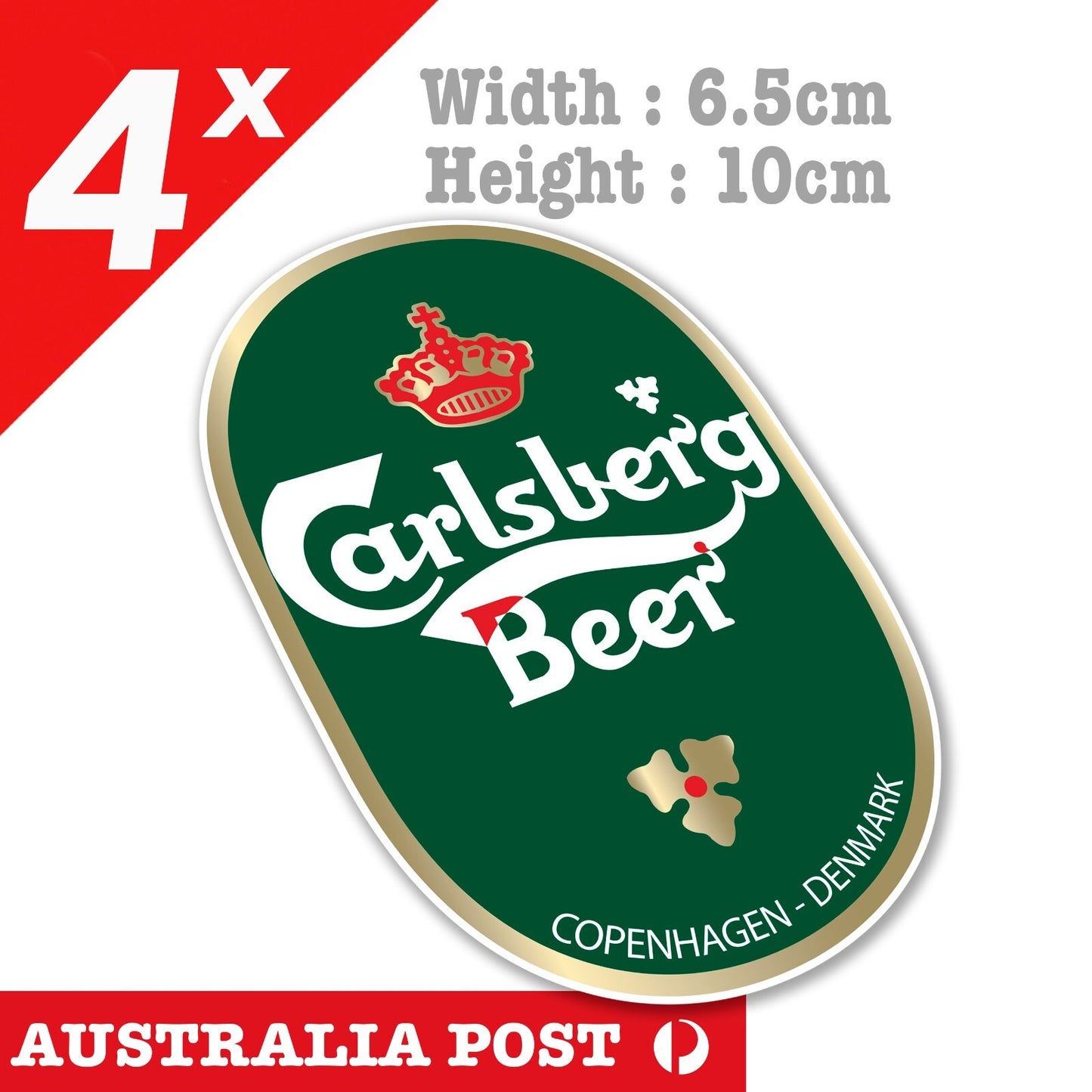 Carlsberg Beer Logo Sticker Bar Fridge x 4, Carlsberg Berr Logo Stickers