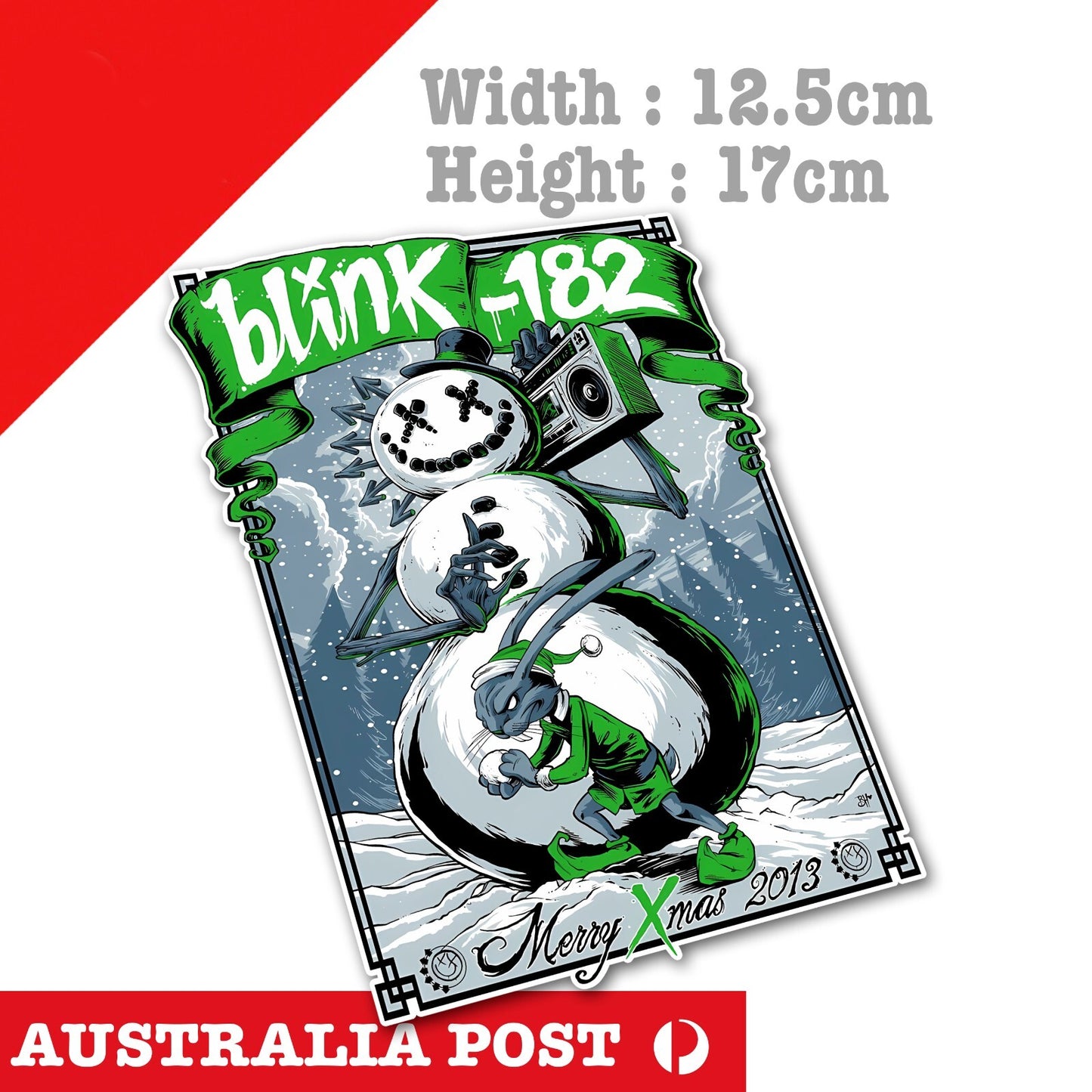 Blink-182 Rock Band SNOWMAN X-Mas 2013 Logo,Nostalgic Blink Rock Logo  Sticker