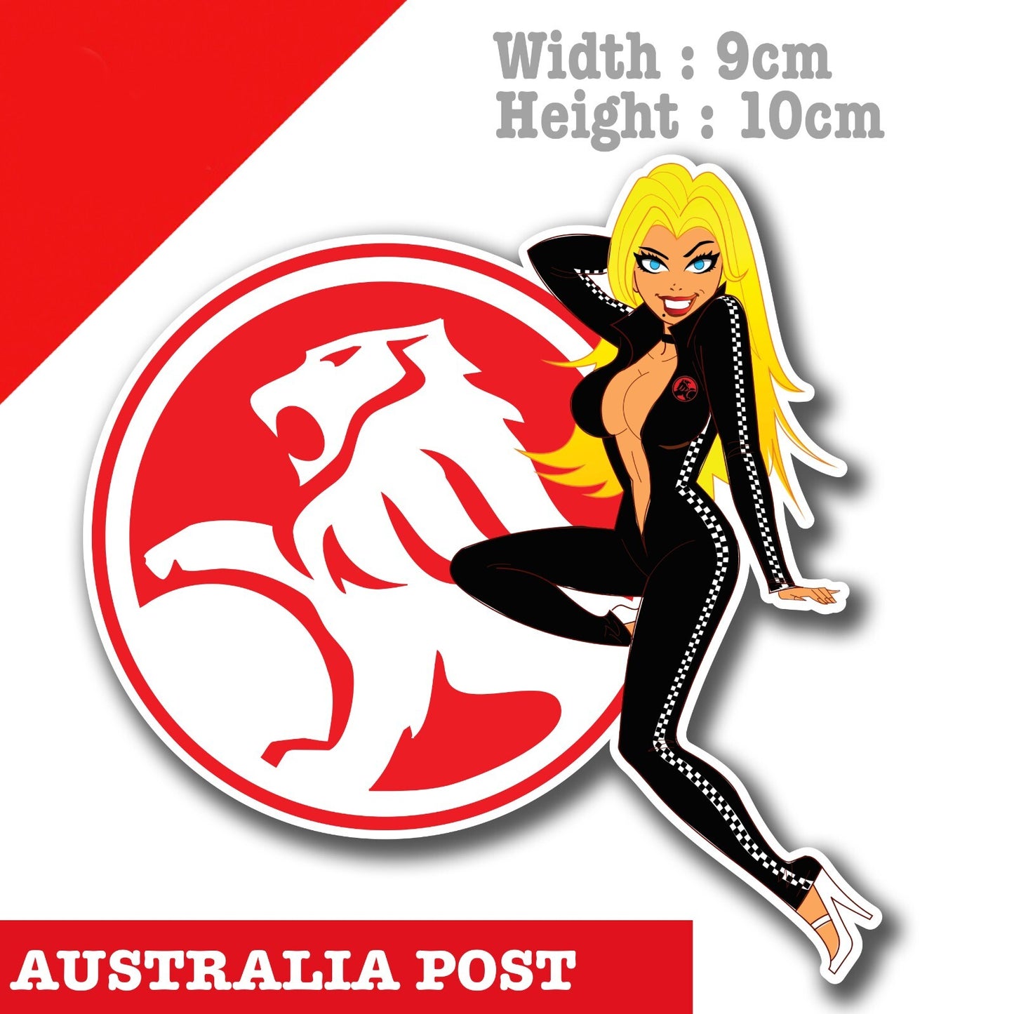 HOLDEN Logo with Blond Pin Up Girl, Holden Commodore Racing Car Logo  Sticker