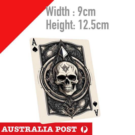 Aces  Of Spade Skull Head,Skull Playing Card with flame  Sticker