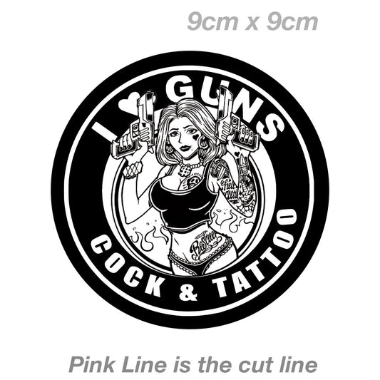 I love Guns and COCK and Tattoo Funny JDM Drift car Decal Vinyl Sticker