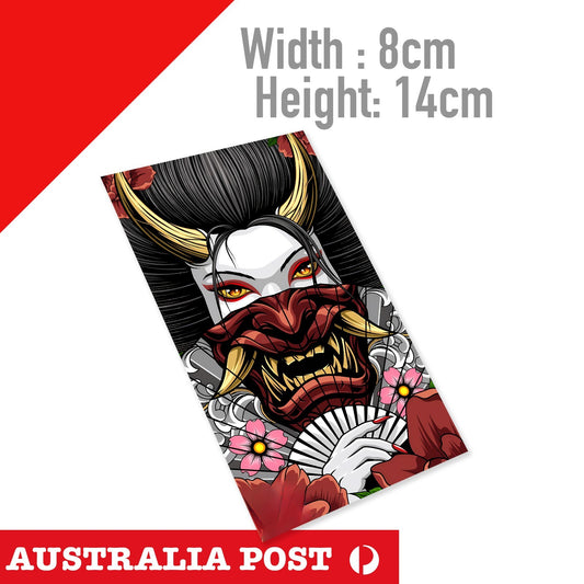 Oni Mask Geisha Female Samurai Red Mask - Japan Osaka JDM Decal Sticker