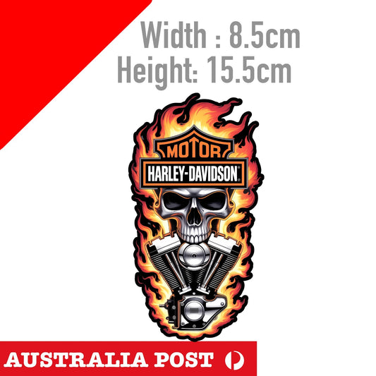 HARLEY Davidson Skull Flame For Laptop Motorcycle Car Ute Glass Mancave Sticker