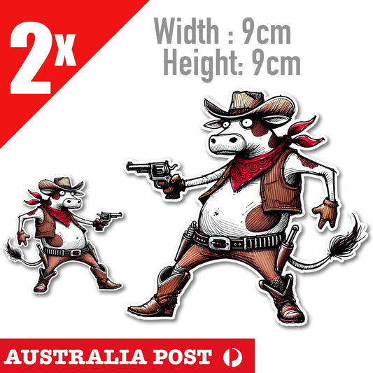 Fat Cow Funny Farm Cowboy Cow  Decal Sticker