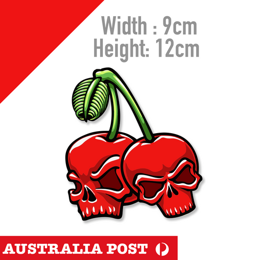Angry Skull Cherry  Laptop , Car  Decal Sticker