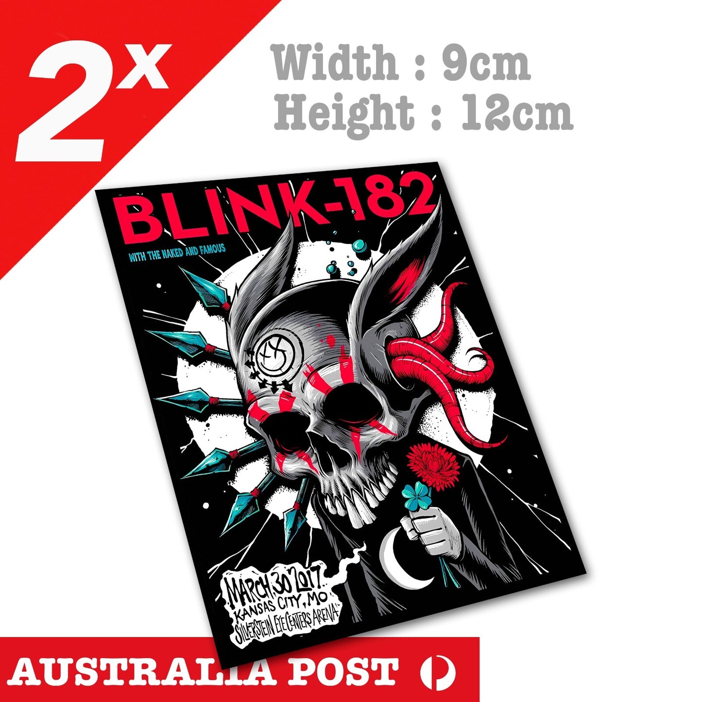 Blink-182 Rock Band Skull Head Logo,Nostalgic Blink Rock Band Sticker