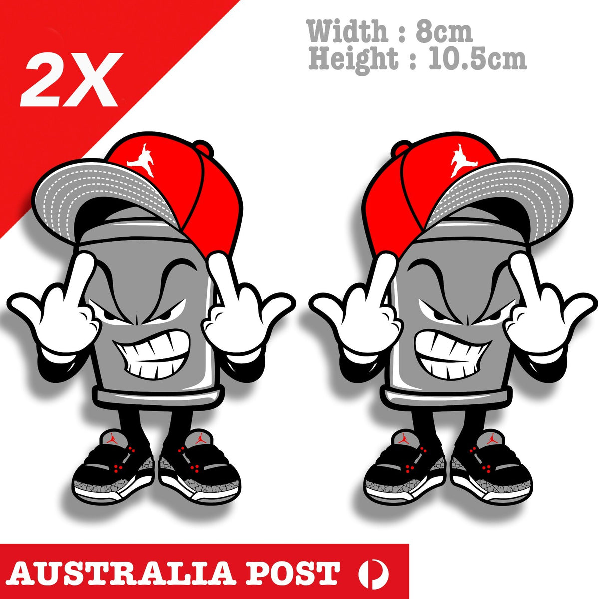 Middle Finger Spray Can with JORDAN Hat Funny Sticker