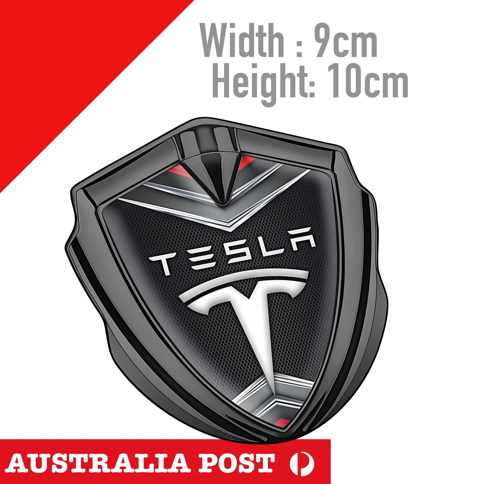 TESLA Logo Badge , TESLA EV LOGO Graphite  Mesh Chrome Style  Sticker