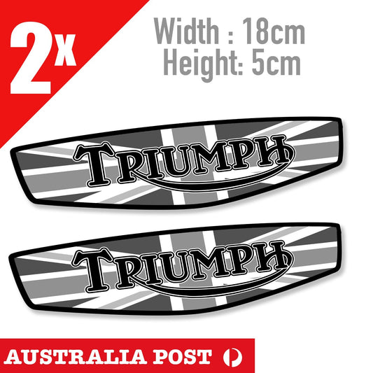 Triumph Motorcycle British Flag Black , Helmet Bike Decal Stickers