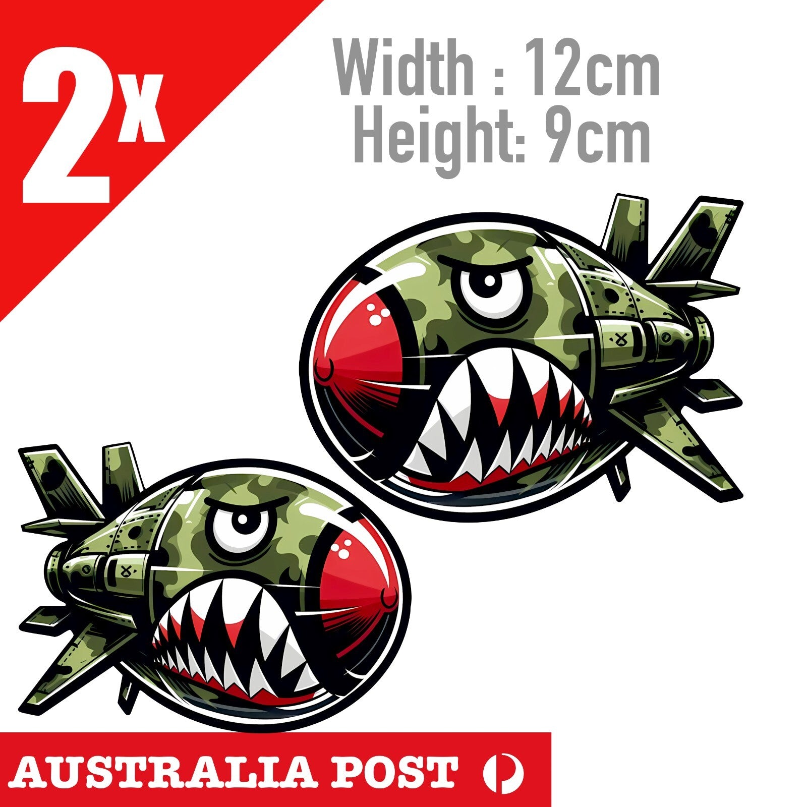 Angry Military Bomb with Teeth Laptop x2 Large , Car  Funny Stickers