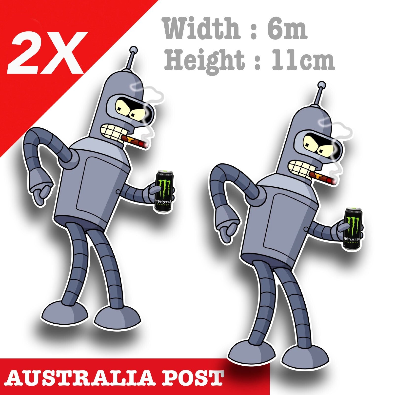 Monster Energy Drink Bender with Cigar Funny Futurama Character Decal ...