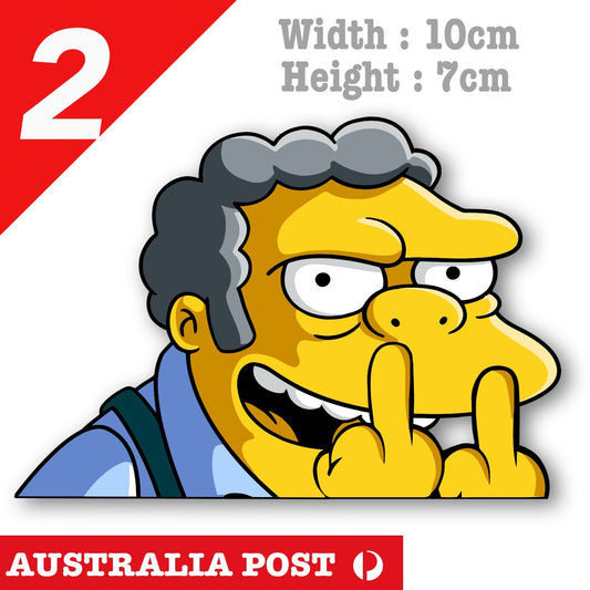 The Simpson Moe Szyslak Middle Finger Funny Car Window Sticker