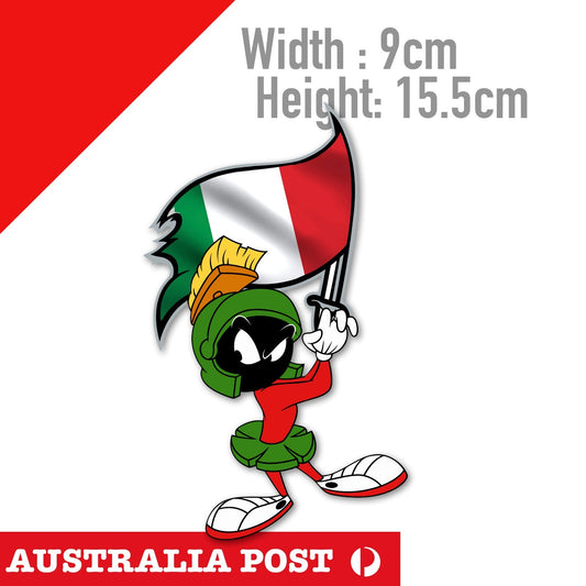 ITALIAN Flag MARVIN the Martian with Sword Funny Cartoon Decal Sticker