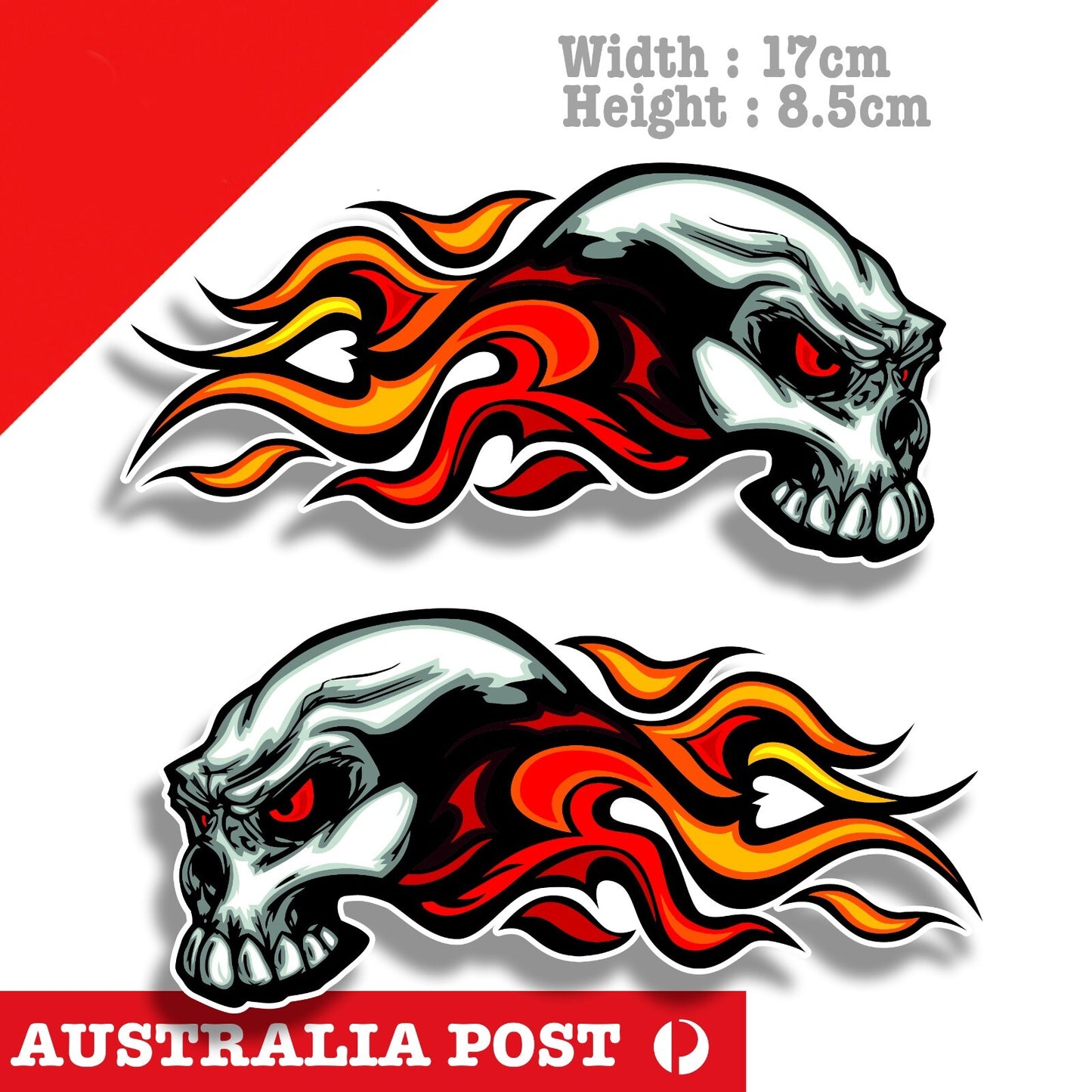 Flame Skull Motorcycle Fuel Tank, Helmet Decal Stickers