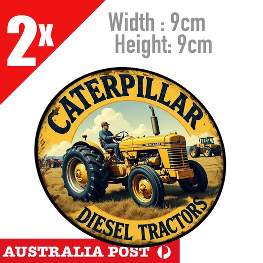 CATERPILLAR Diesel Tractor Rustic Old Vintage Damaged Sign Stickers