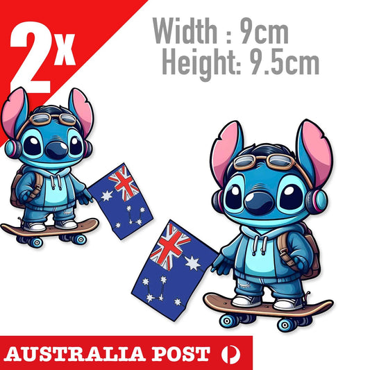 Australian Flag STITCH Vinyl Decal Sticker Car Window Laptop Lilo Disney Hawaii