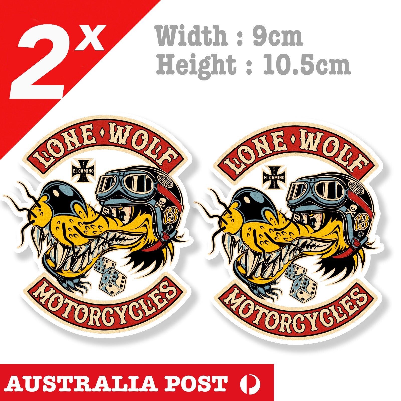 Lone Wolf Motorcycles Rider  Logo  Bar Fridge , Fuel Tank, Helmet Sticker