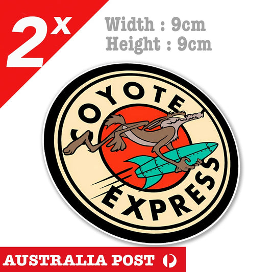 Road Runner and Wile E Coyote Cartoon Express Logo Funny Stickers