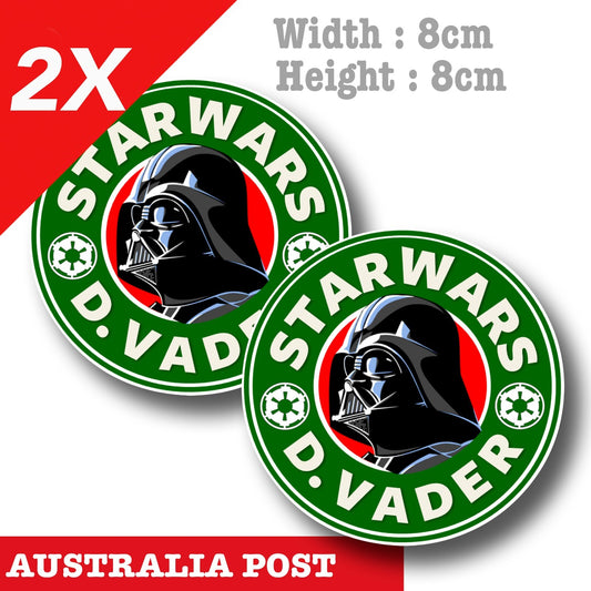Star Bucks Darth Vader Star Wars Logo x2- Star Bucks Funny Logo Stickers