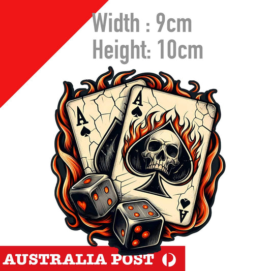 Ace Of Spade Skull Playing Card with Dice, Skull Playing Card with flame Sticker