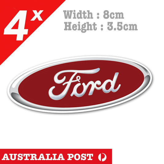 RED Ford Logo x4 - Ford Falcon , Focus logo Decal Stickers