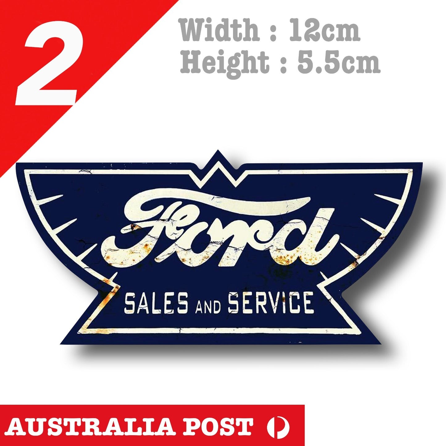 Ford 1912 Winged Sales and Service Sign, Ford Logo , Vintage, Rusted Sticker