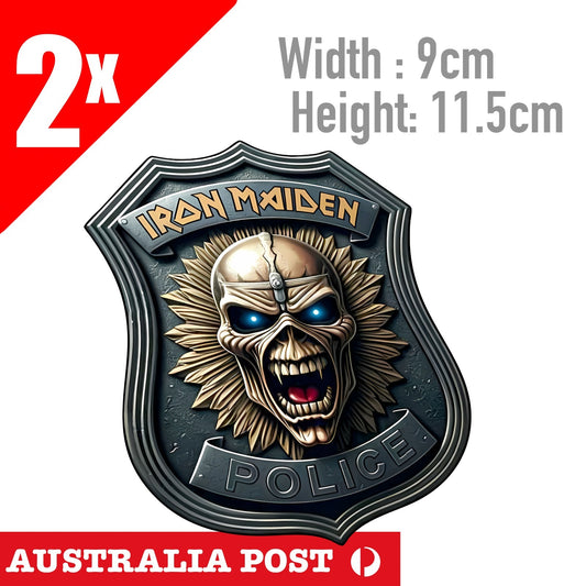Iron Maiden Skeleton Police Badge Decal band album  Sticker