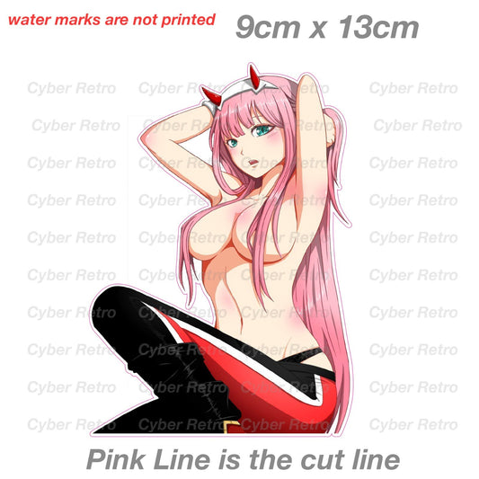 Darling in the Franxx Zero Two Senpai Peeking Anime JDM Sticker 