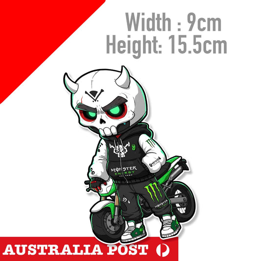 Monster Energy Drink Skull Motorcycle Rider Sticker