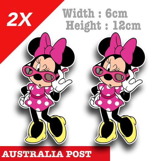 Minnie Mouse Pink Dress Sunglasses Cute Cartoon Decal Stickers