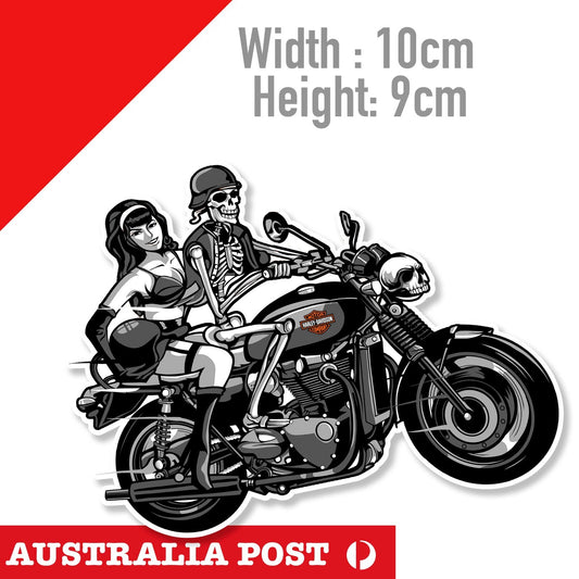 SEXY GIRL and Skull Motorcycle Rider, Skull Head, HD, Pin Up Girl  Sticker