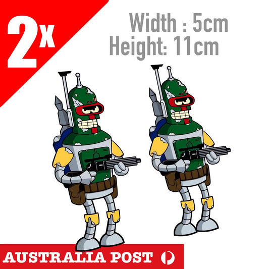 STAR WARS Bender as The Mandalorian Bounty Hunter Star Wars x2 Sticker