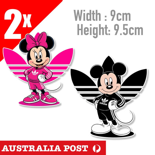 ADIDAS Minnie & Mickey Mouse Logo Pink & Black Sticker