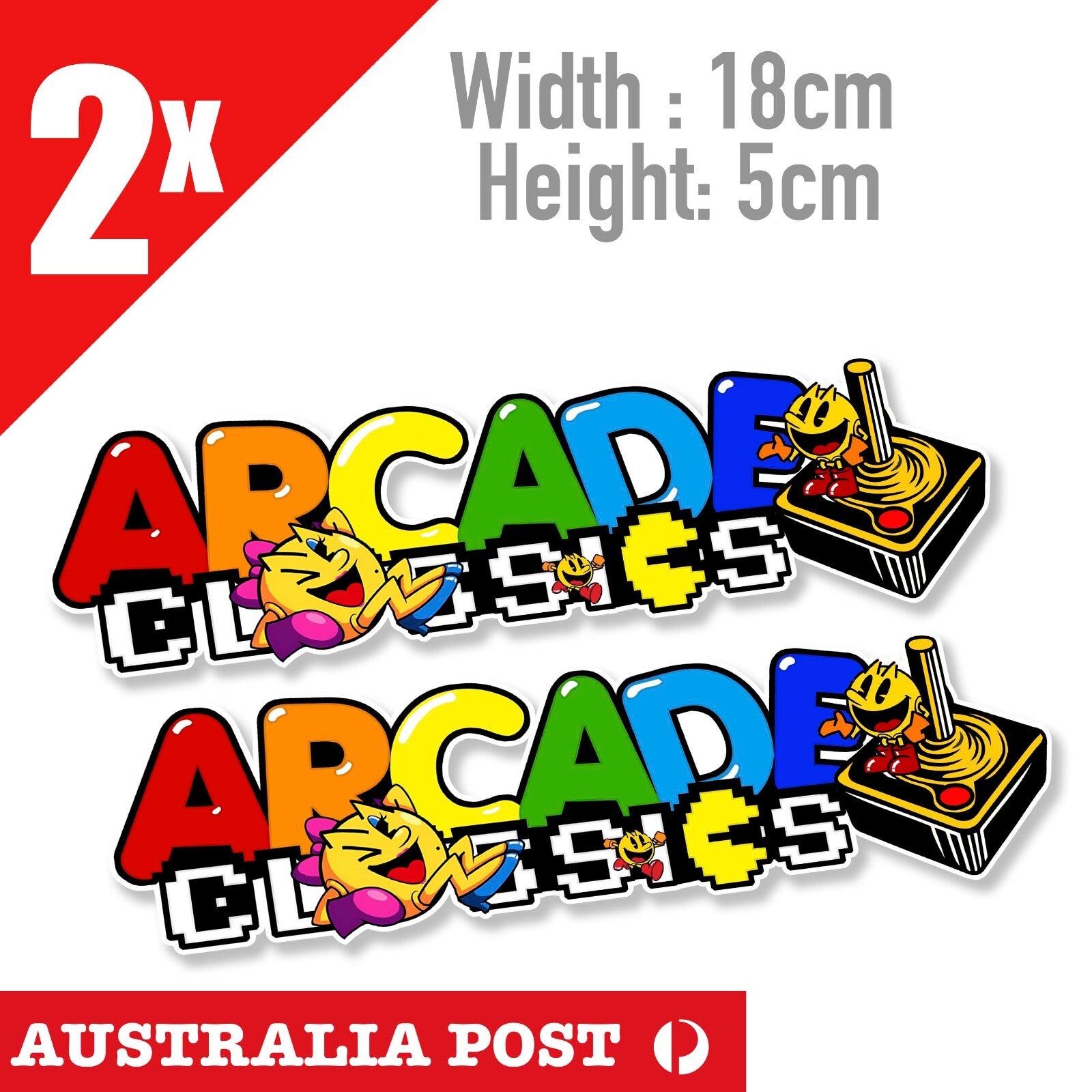 PACMAN & Ms PACMAN Arcade Classic Logo Font, Atari, SEGA Stickers