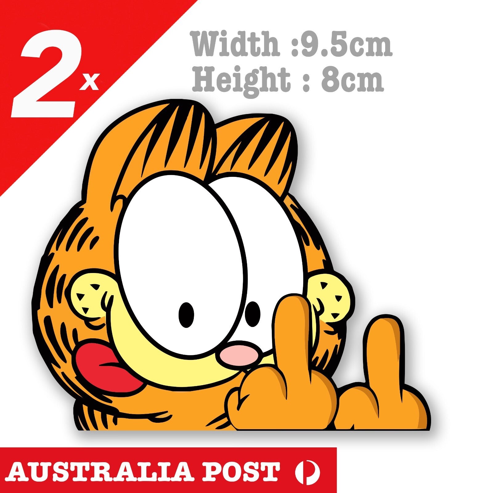 Garfield The Lazy Cat Middle Finger Tongue out Funny Car Window Sticker