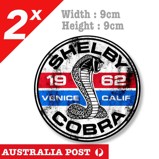 Shelby Cobra 1962, Ford Mustang Rusted, Old, Cracked ,Racing Car Sign Sticker