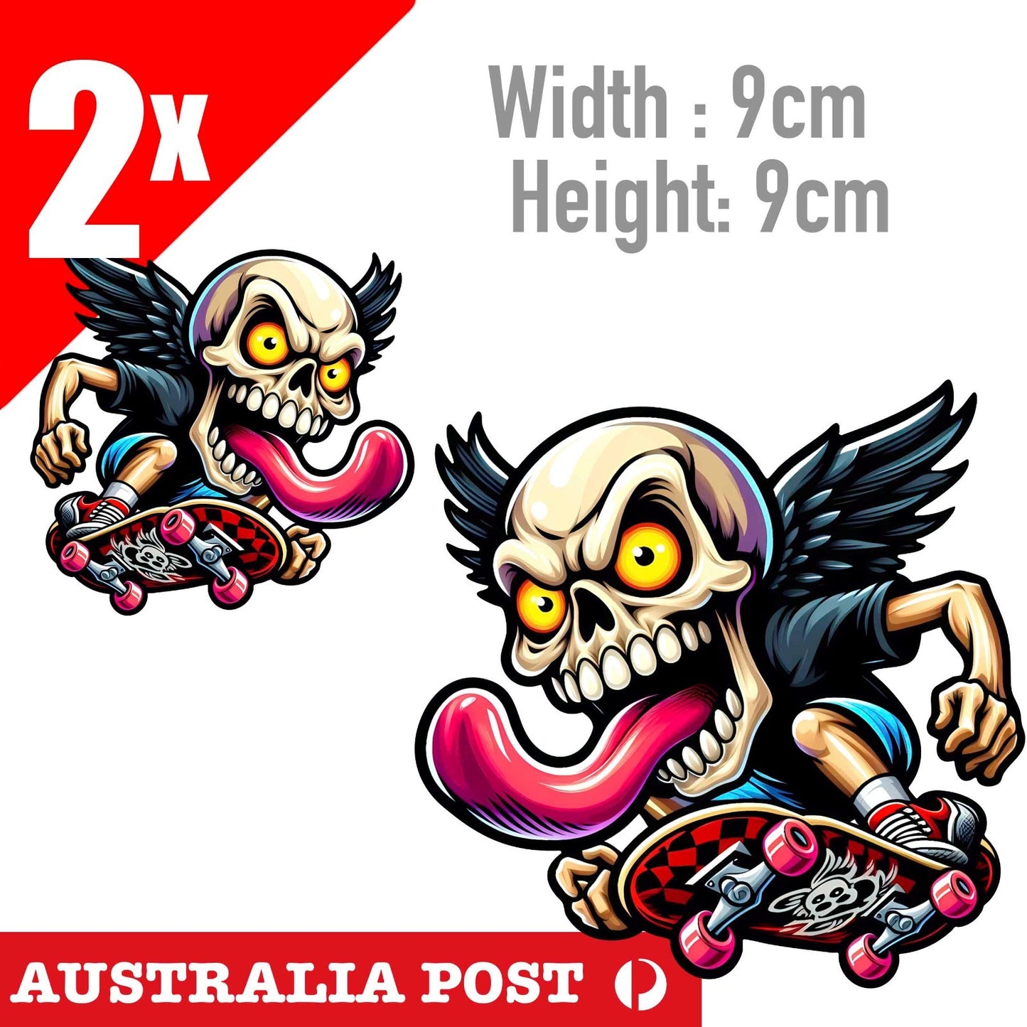 SKULL Skate Rider with WINGS, SANAT CRUZ Sticker