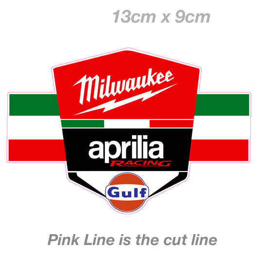 Milwaukee Aprilia Gulf MotoGP Superbike Logo Motorcycle Vinyl  Sticker 