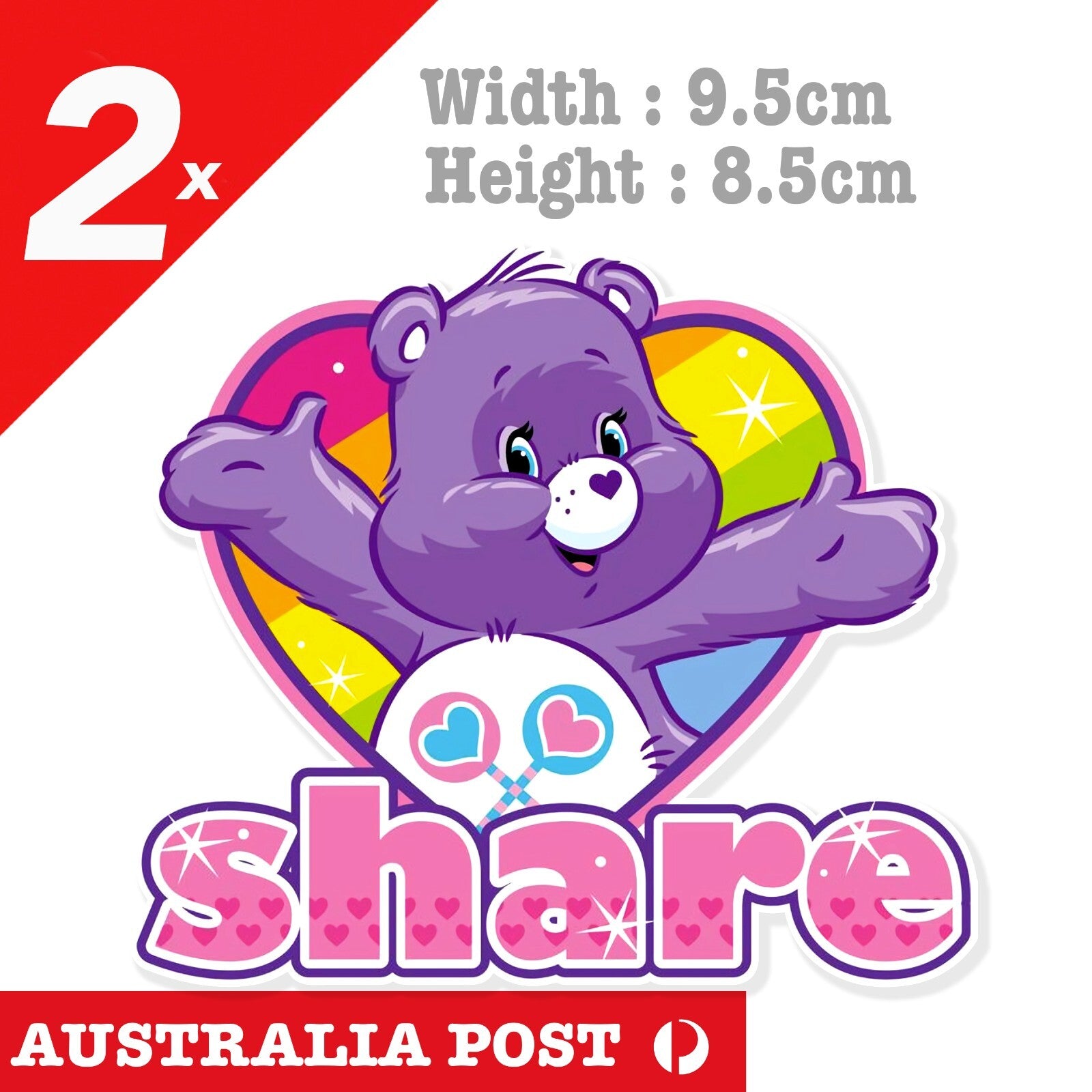 Care Bear SHARE Bear SHARING Badge , Care Bear Share Cartoon Sticker