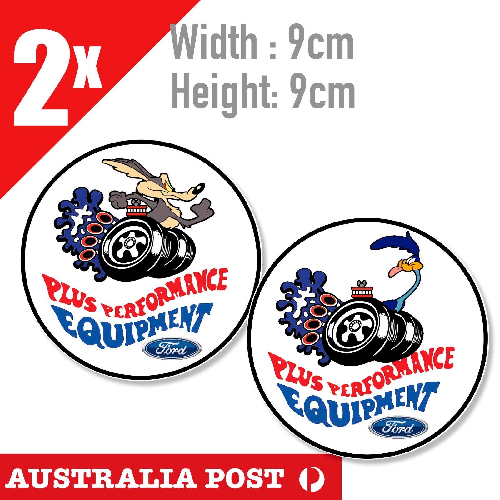 Road Runner & Wile E Coyote Classic GT-HO Ford WX XY Falcon  Round  Sticker