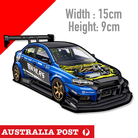 Mitsubishi Evolution X ,Ralli Art Mitsubishi JDM Blue Racing Car Tuned  Sticker