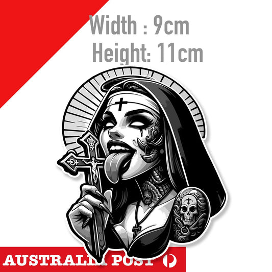 Unholy Tattoo Nun, Tattooed Sexy NUN Sticker