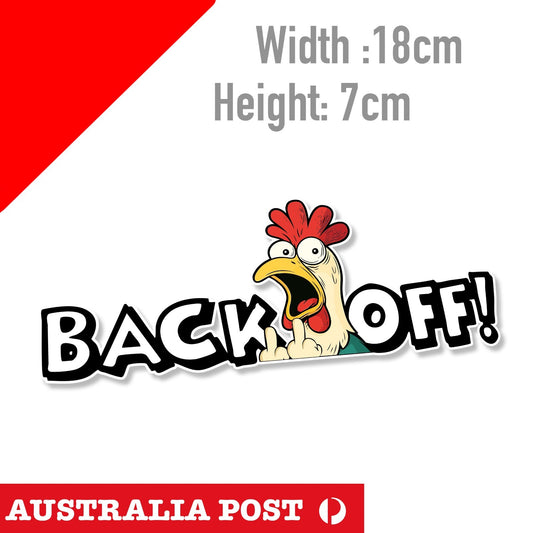 Back OFF MIDDLE FINGER HAVE A NICE DAY Sticker Funny Rooster Farm Animal