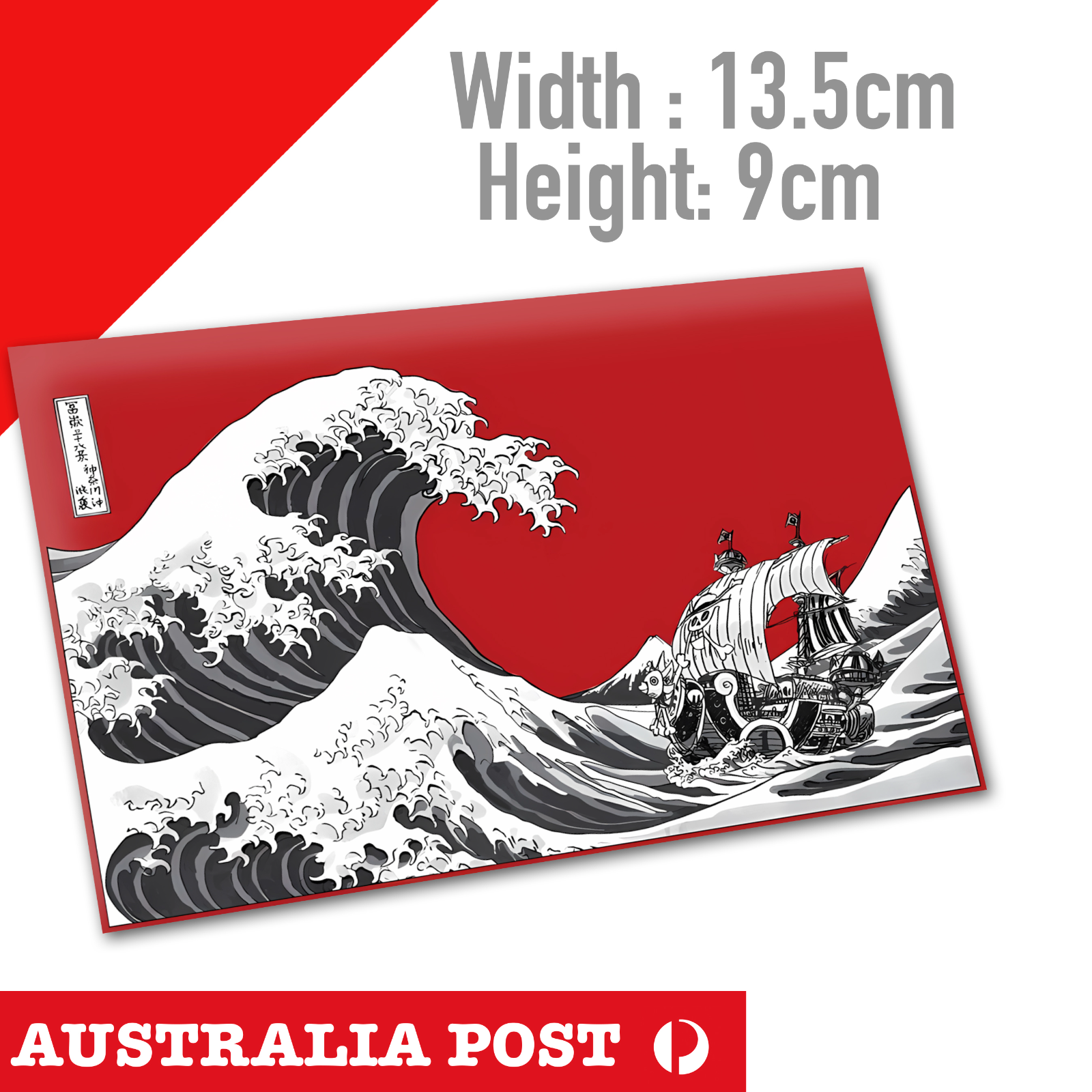 The Great Wave of Kanagawa ONE PIECE Luffy D Pirate Ship Sticker