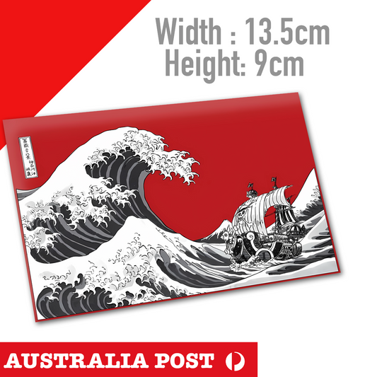 The Great Wave of Kanagawa ONE PIECE Luffy D Pirate Ship Sticker