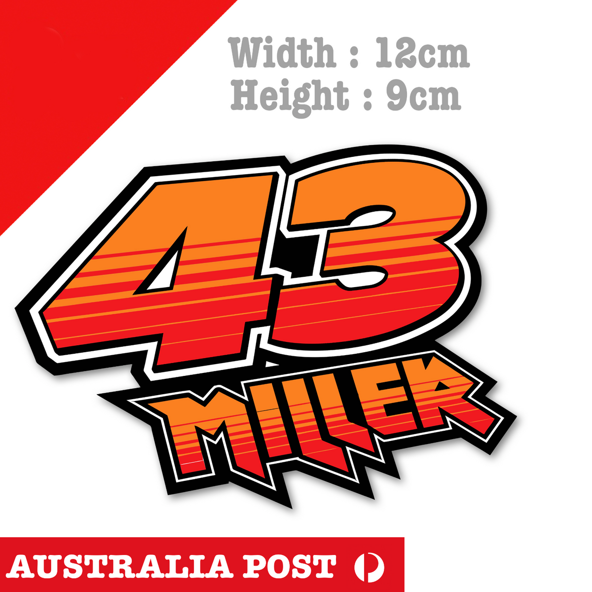 Jack Miller Number 43 ,Motorcycle, Helmet, Fuel Tank, MotoGo Sticker