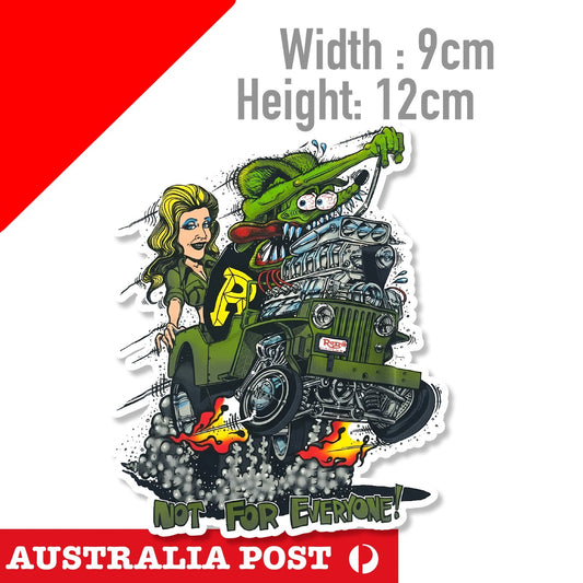 Rat Fink Jeep WIlly Hot ROD Monster Car  Sticker